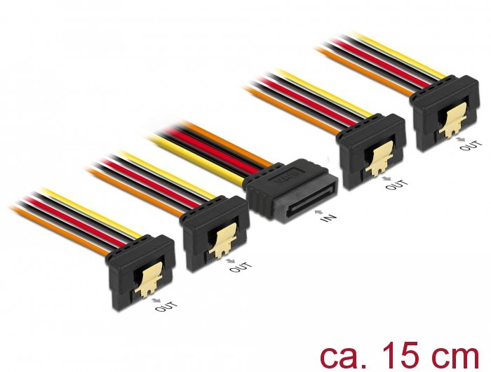 Delock Sata De 15 Pines> 4 Tomas Acodadas 15 Cm