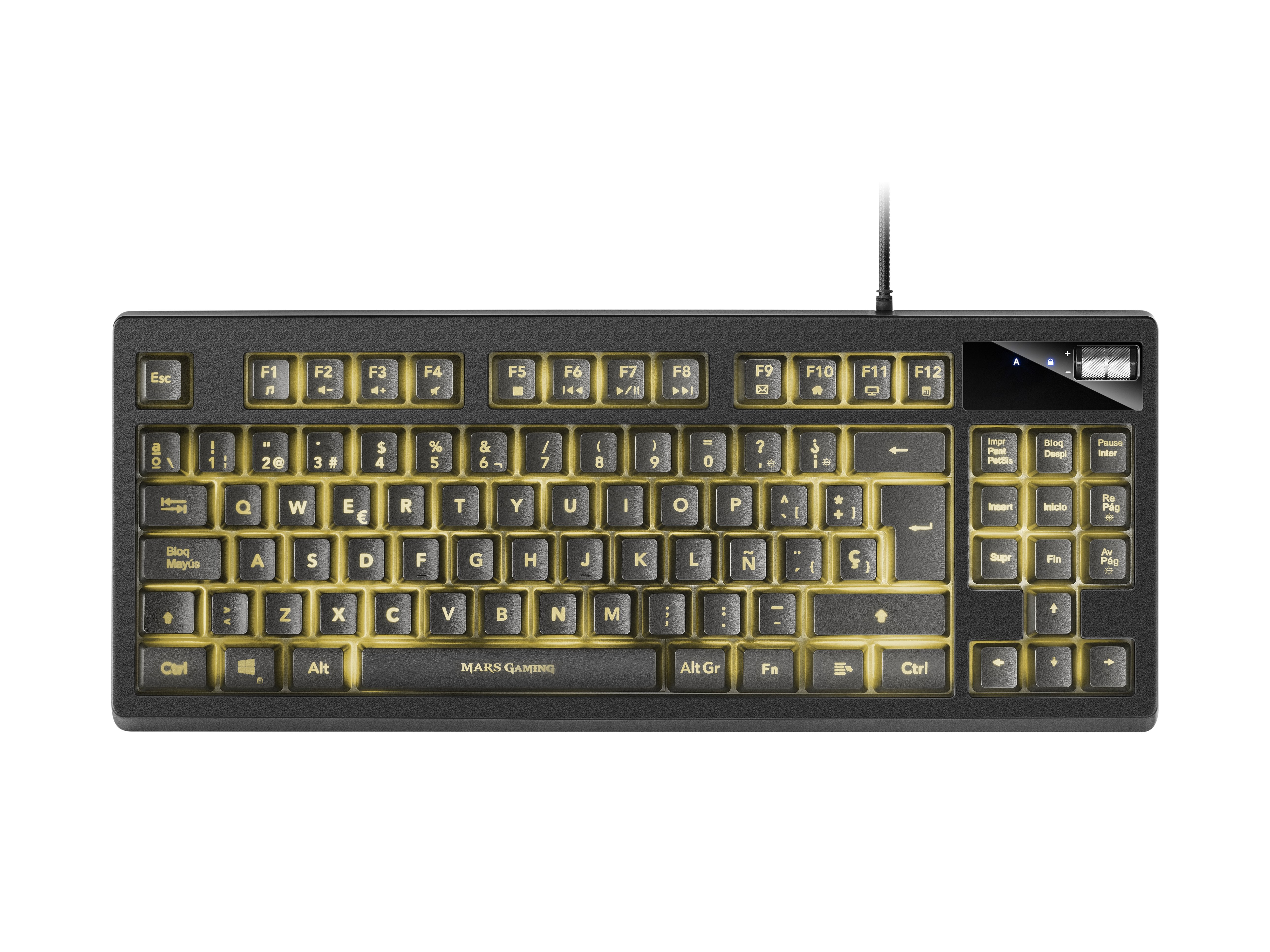Teclado Español Mars Gaming Mkaxes Tkl H-Mech Iluminación Rgb 9 Efectos Reposamuñecas Gel Negro
