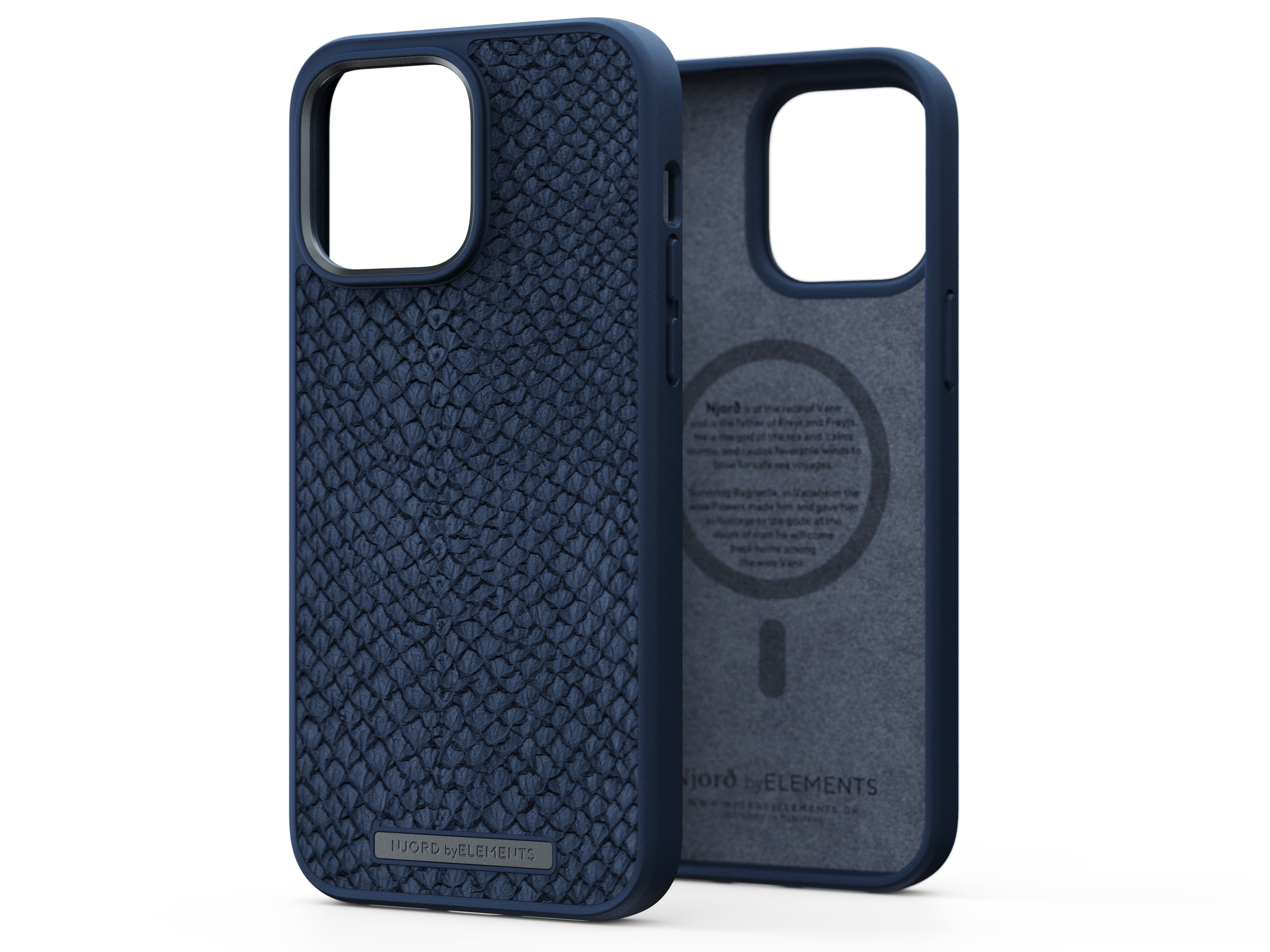 Njord Byelements Salmon Leather Magsafe Case - Iphone 14 Pro Max - Blue