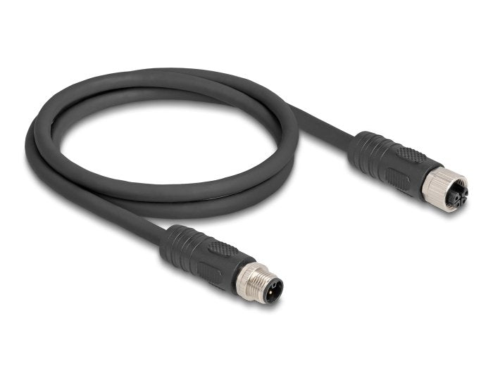Delock M12 Cable L-Kodiert 4 Pin Stecker Zu Buchse Pur Schleppkettentauglich 1 M Schwarz