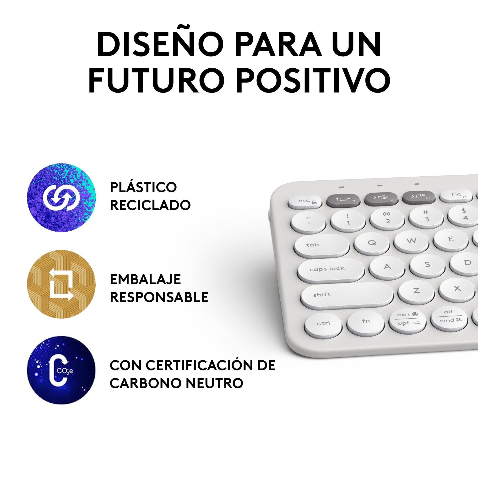 Teclado Logitech Pebble Keys 2 K380s Rf Wireless + Bluetooth Qwerty Blanco Español