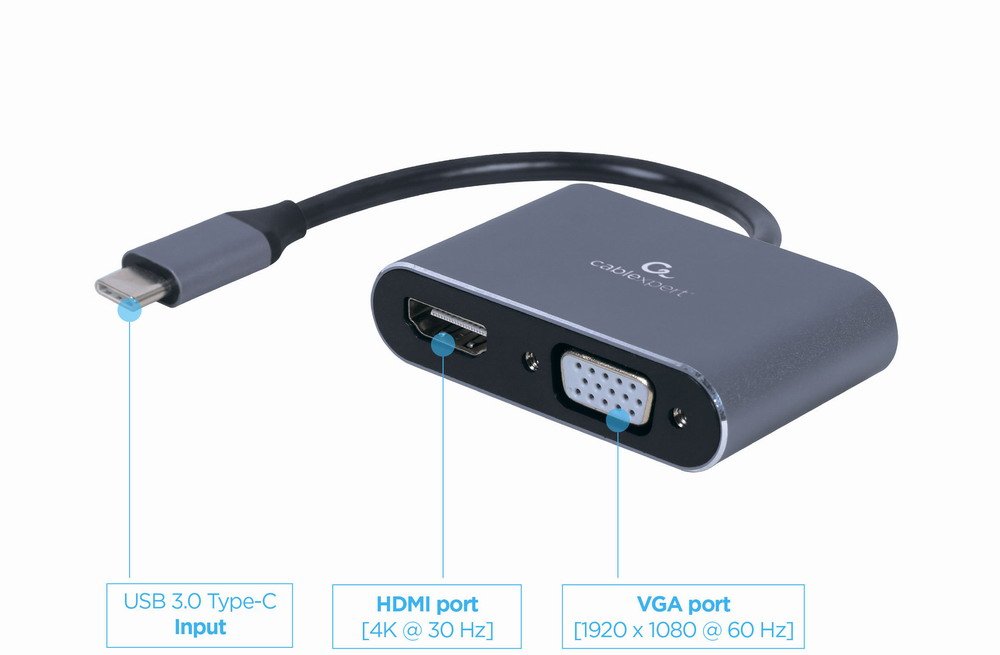EAN 8716309121347 - Cablexpert A-USB3C-HDMIVGA-01 Adaptador gráfico USB Gris imagen 2