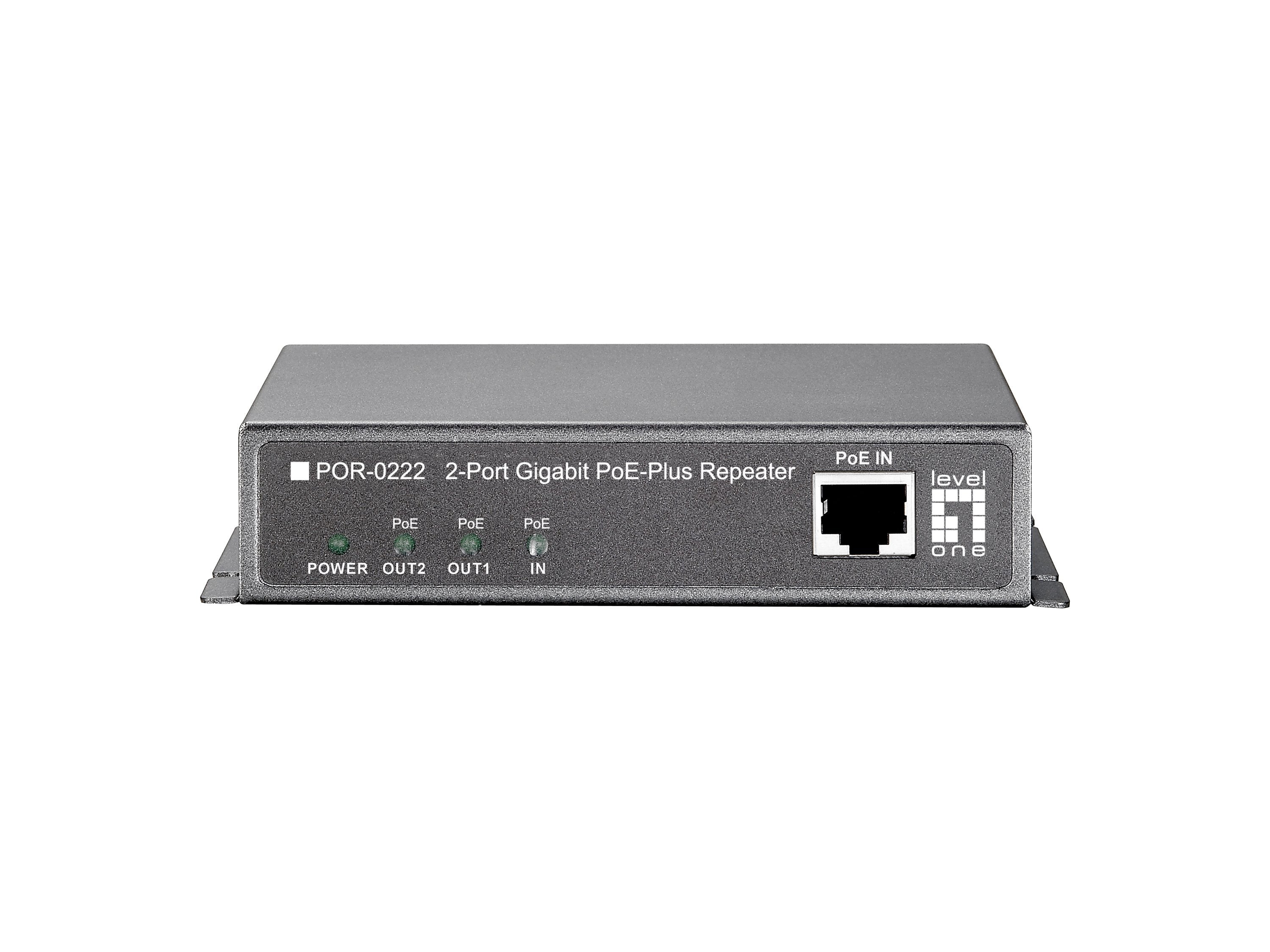 Levelone Repetidor Poe Gigabit, 2 Puertos, Cascade, 802.3at Poe+, Repetidor De Red, 100 M, 1000 Mbit/S, 10/100/1000base-T(X), Ieee 802.3,Ieee 802.3ab,Ieee 802.3af,Ieee 802.3at,Ieee 802.3u,Ieee 802.3x, Negro