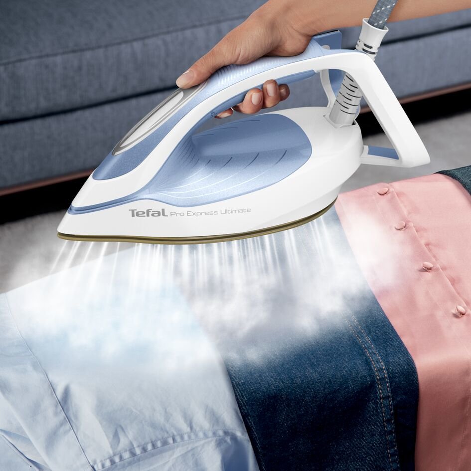 EAN 3121040085103 - Tefal Pro Express Ultimate II GV9710 1,2 L Durilium Airglide Autoclean Ultra Thin soleplate Azul, Blanco imagen 6