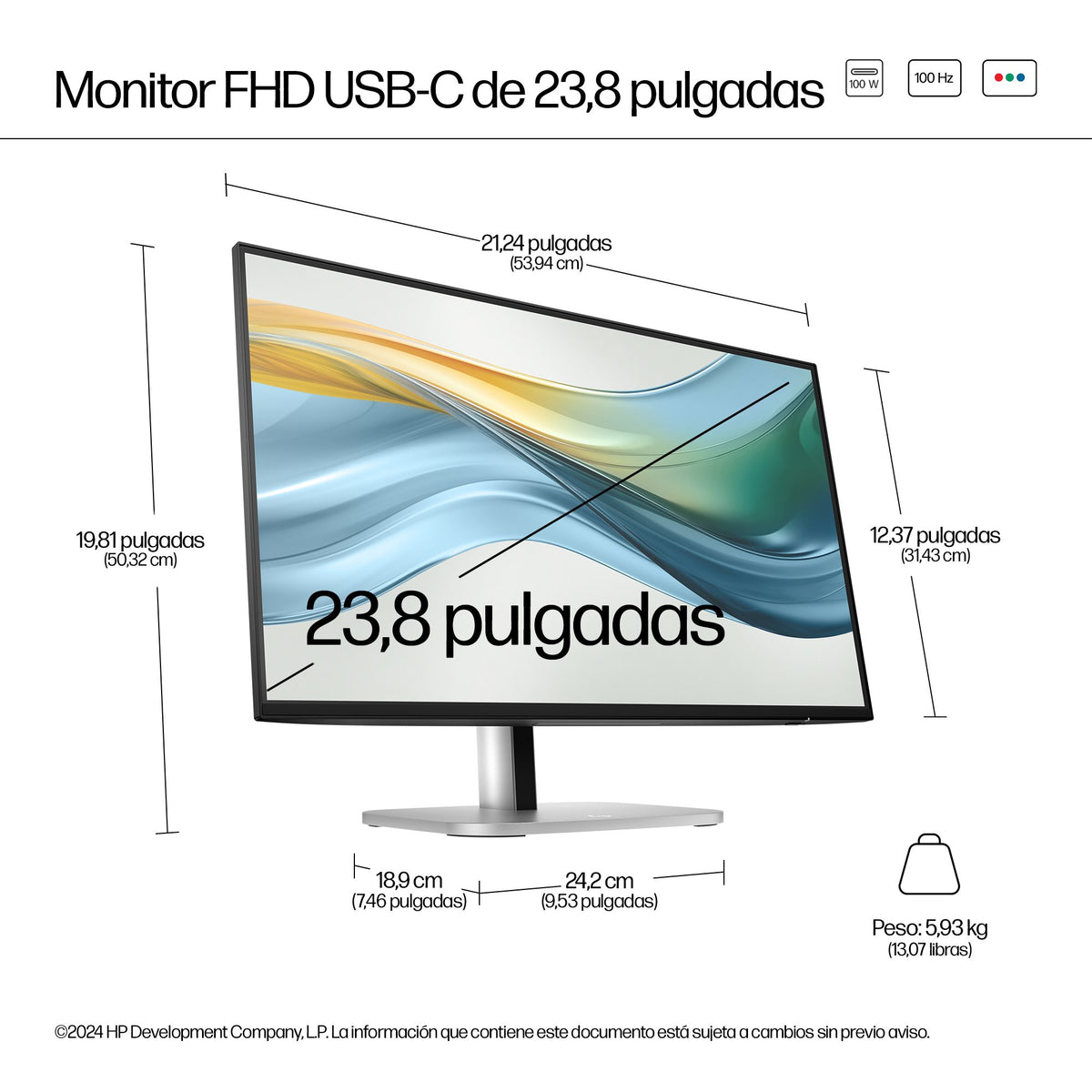 EAN 5715063749326 - HP Series 5 Pro 23.8 inch FHD USB-C Monitor - 524pu pantalla para PC 60,5 cm (23.8") 1920 x 1080 Pixeles imagen 4
