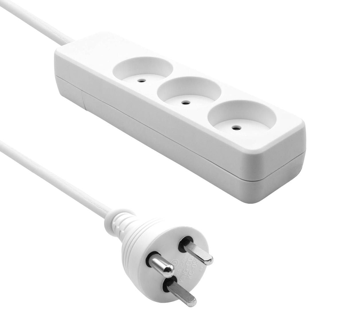 Danish Power Strip 3-Way White, With 15m Edb Cable