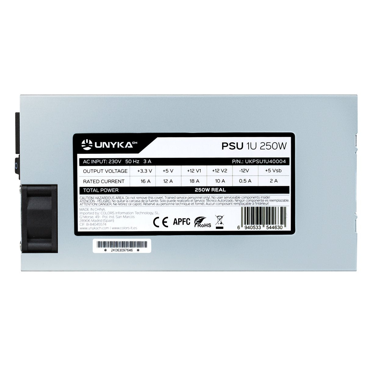EAN 6940533544630 - UNYKAch UKPSU1U40004 unidad de fuente de alimentación 20+4 pin ATX Flex ATX Plata imagen 1