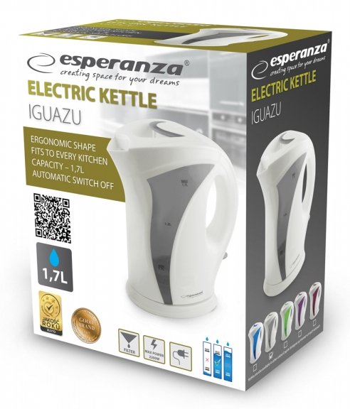 EAN 5901299932377 - Esperanza EKK018E tetera eléctrica 1,7 L 2200 W Gris, Blanco imagen 5