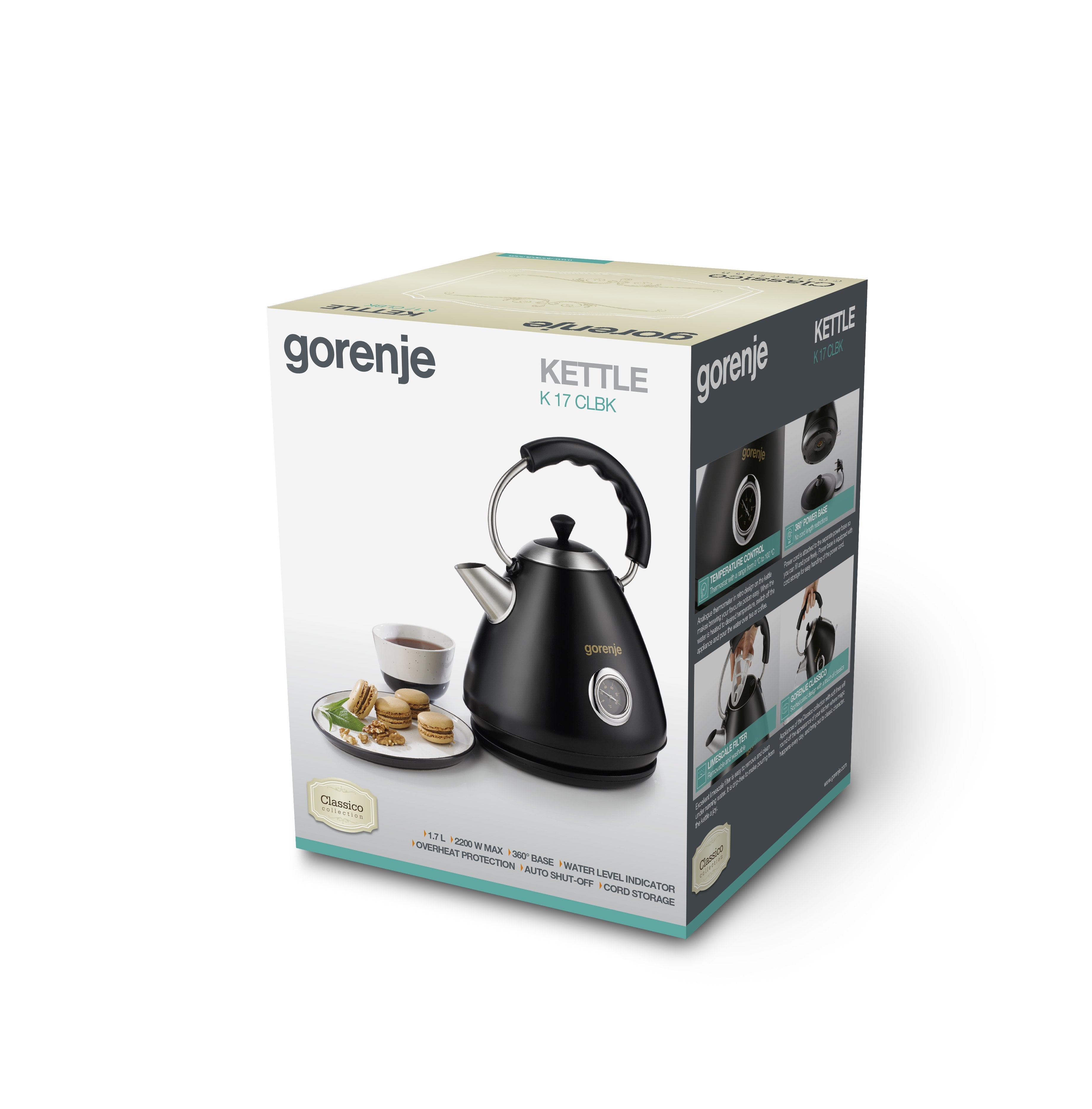 EAN 3838782168895 - Gorenje K17CLBK tetera eléctrica 1,7 L 2200 W Negro imagen 4
