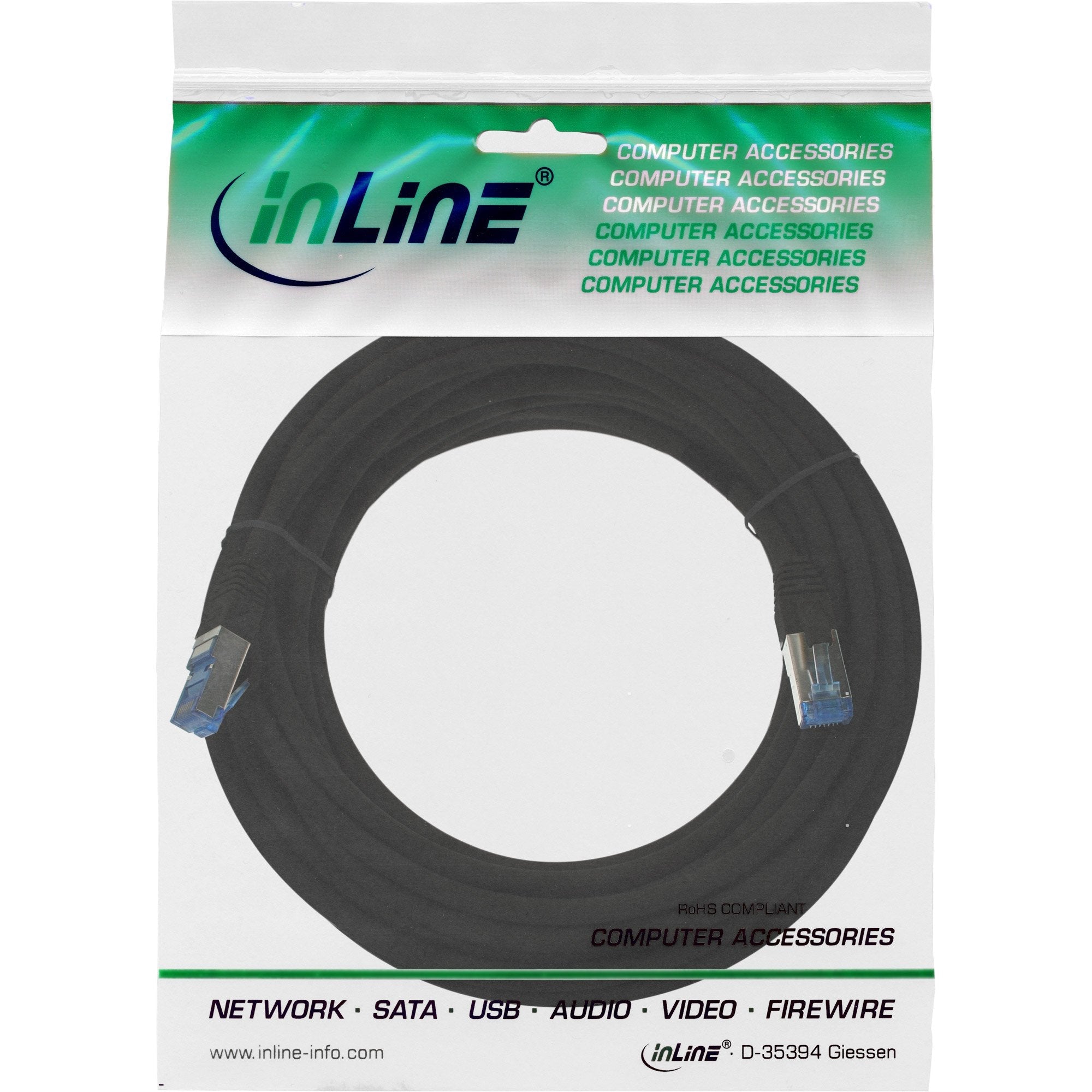 Cable De Red Inline S/Ftp Pimf Cat.6a Libre De Halógenos 500mhz Negro 10m