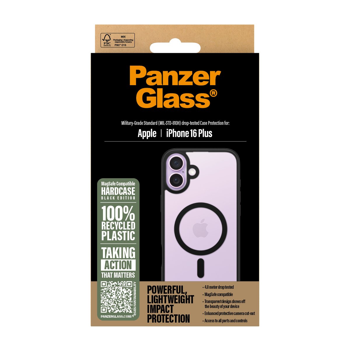 EAN 5715685003240 - PanzerGlass ® HardCase Transparent w. Black MagSafe & Frame iPhone 16 Plus funda para teléfono móvil Negr imagen 3