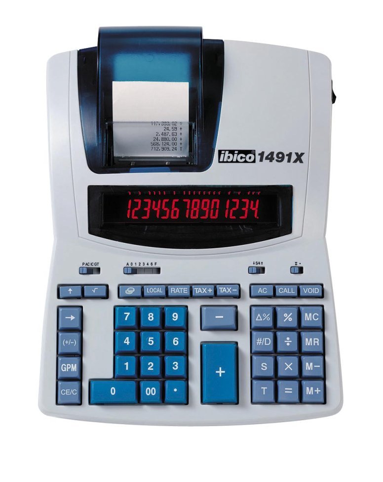 Ibico 1491x Calculadora Profesional Termica 14 Digitos - Pantalla Lcd 2 Colores - Impresion En Negro - Velocidad 10