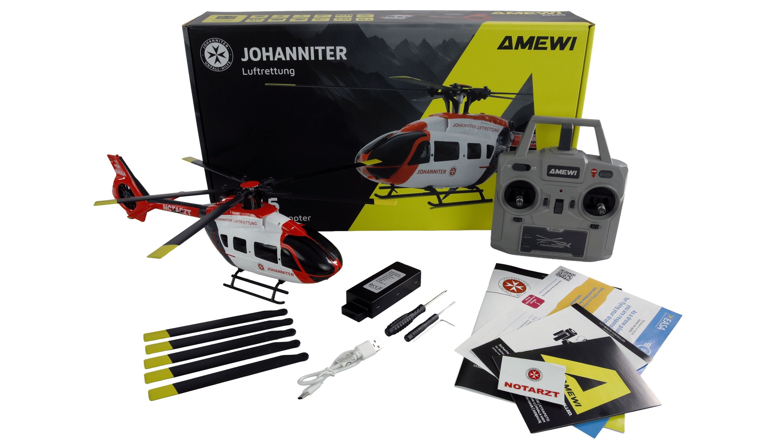 Amewi Johanniter H145 Helikopter Brushless 6kanal 6g Rtf 14+