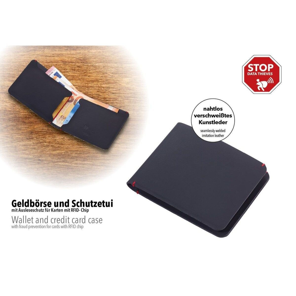 EAN 4024023231995 - TROIKA WAL10/LE monedero, tarjetero y portadocumento de viaje Billetera Negro Imitación piel imagen 3