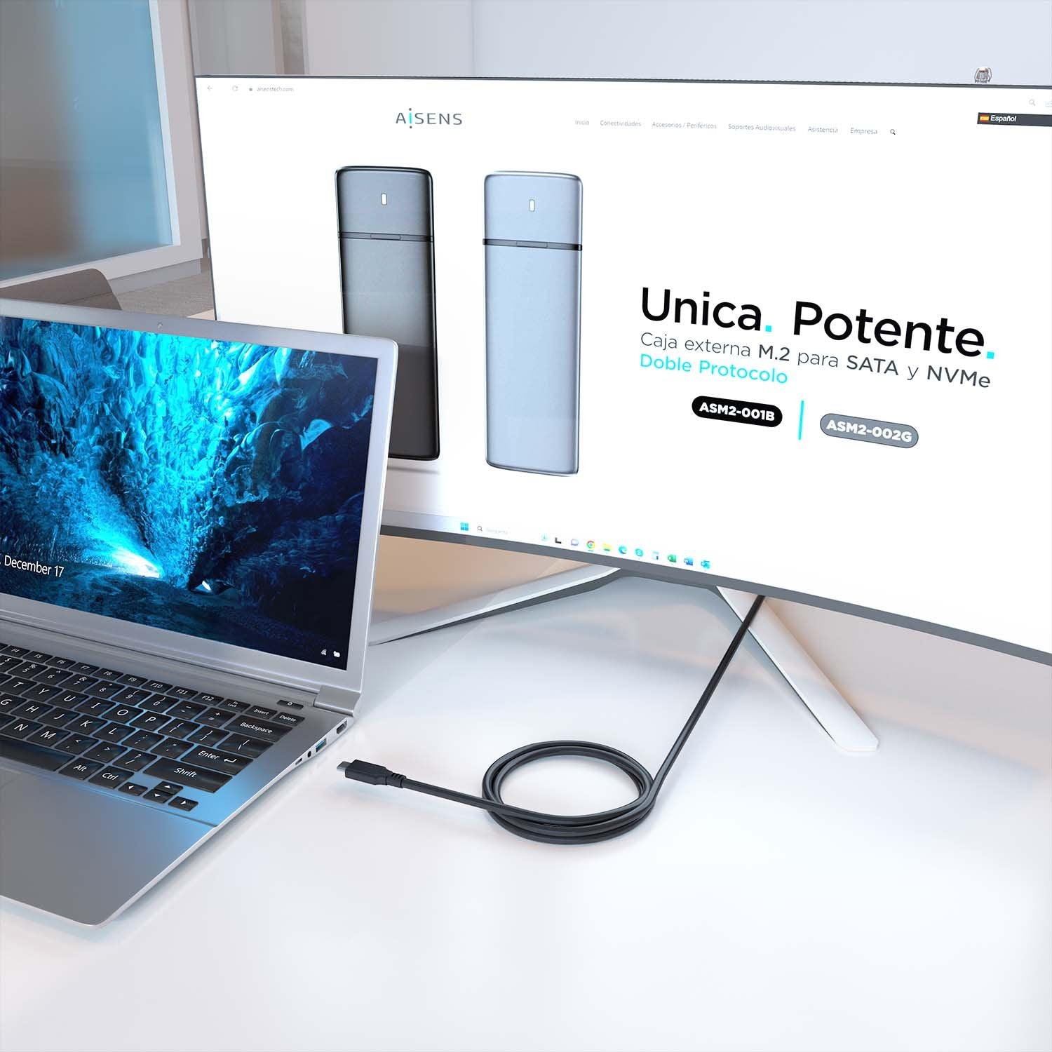 Aisens Cable Usb 3.2 Gen2x2 20gbps 8k@30hz 5a 100w E-Marker, Tipo Usb-C/M-Usb-C/M, Negro, 3.0m