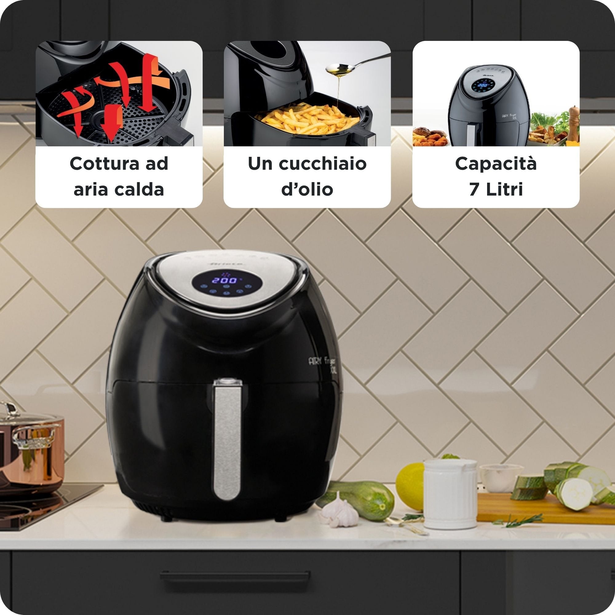 EAN 8003705118416 - Ariete 4618/00 Sencillo 7 L Independiente 1800 W Freidora de aire caliente Negro imagen 4