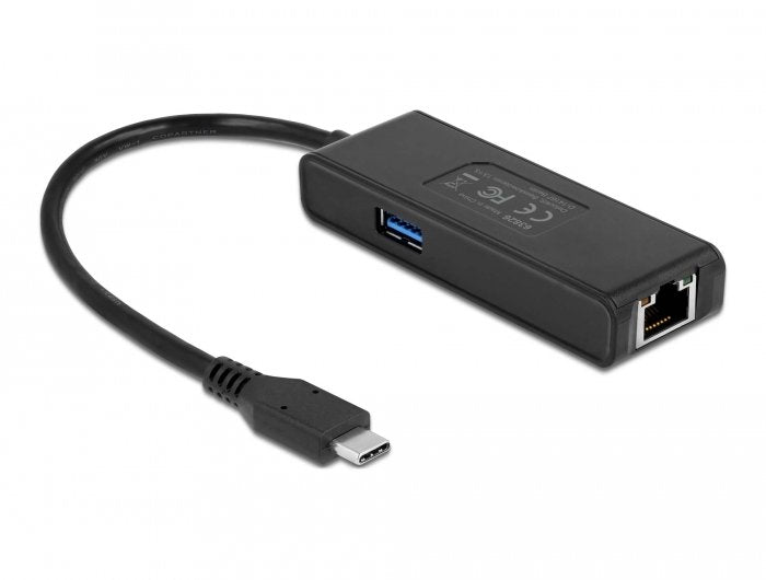 Delock Usb 3.2 Gen 1 Adaptador, Conector Usb-C> Rj-45 + Usb-A Socket Negro, 15 Cm, Gigabit Lan 63826