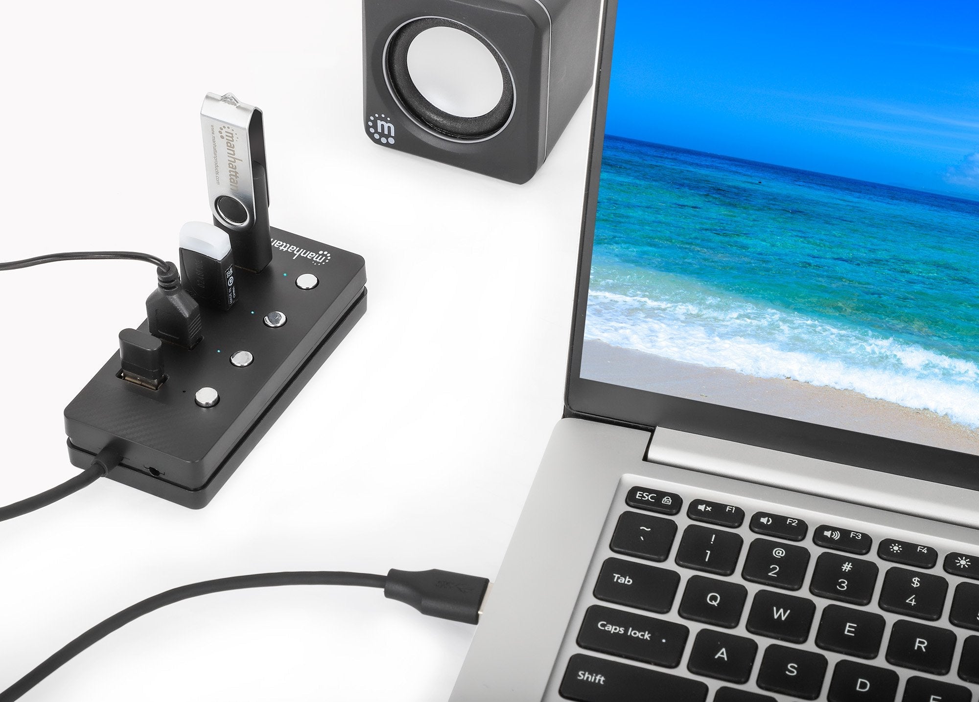 Manhattan4-Port Usb 3.0 Typ-A Hub Negro