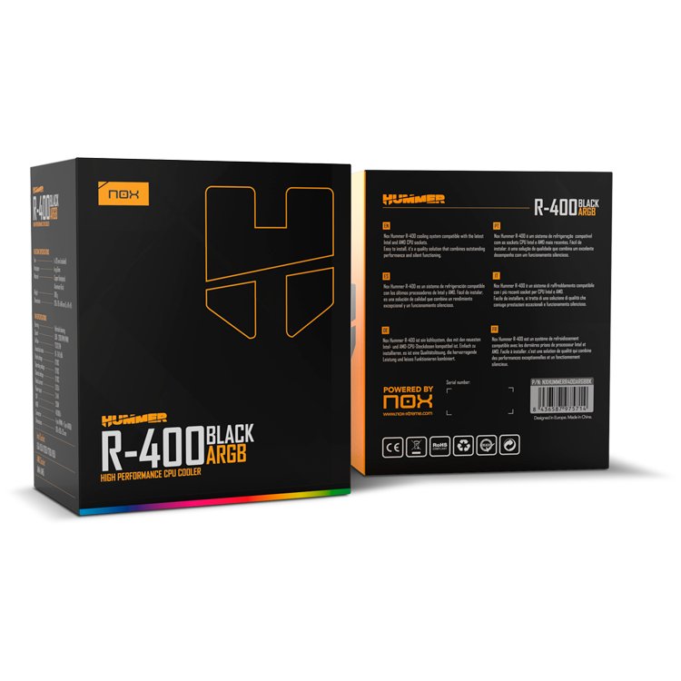 Ventilador Con Disipador Nox Hummer R-400 Argb 12cm