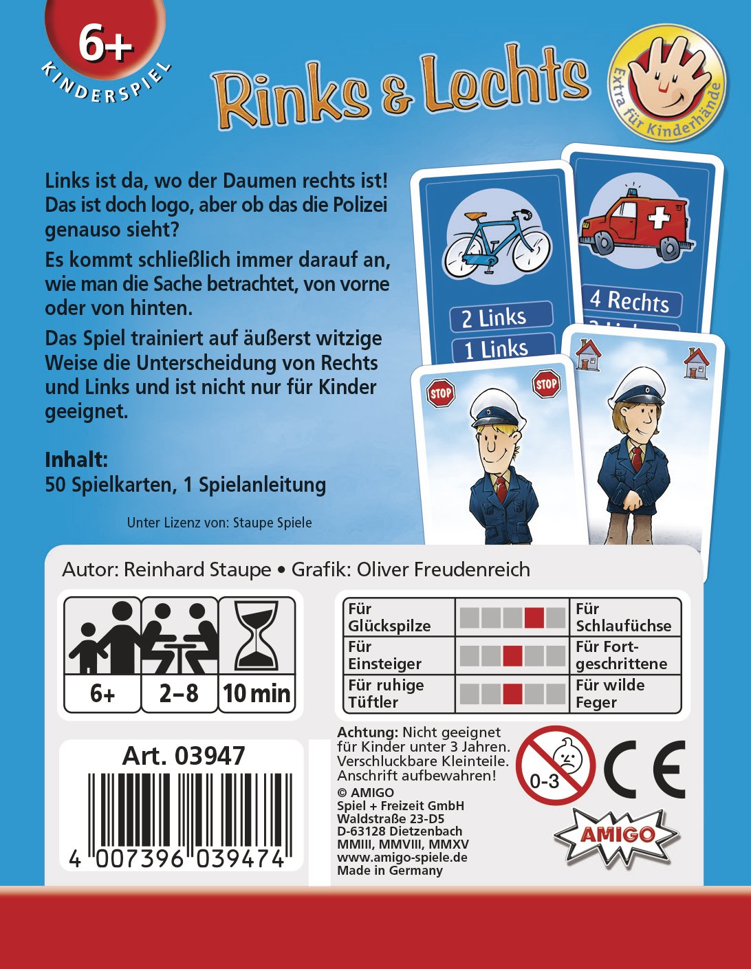 EAN 4007396039474 - Amigo Rinks & Lechts 10 min Juego De Cartas Concentración imagen 2