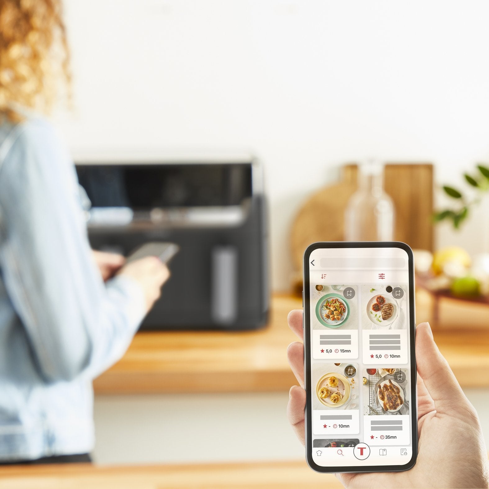 Freidora De Aire Caliente Doble Tefal Dual Easy Fry & Grill Negra, 2.700 Vatios, 2 Cestos 5,2 Litros + 3,1 Litros Ey905b