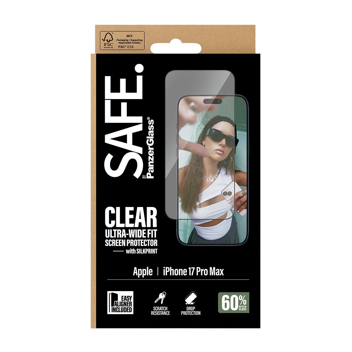 Panzerglass Safe. Screen Protector W. Negro Frame Iphone 17 Pro Max
