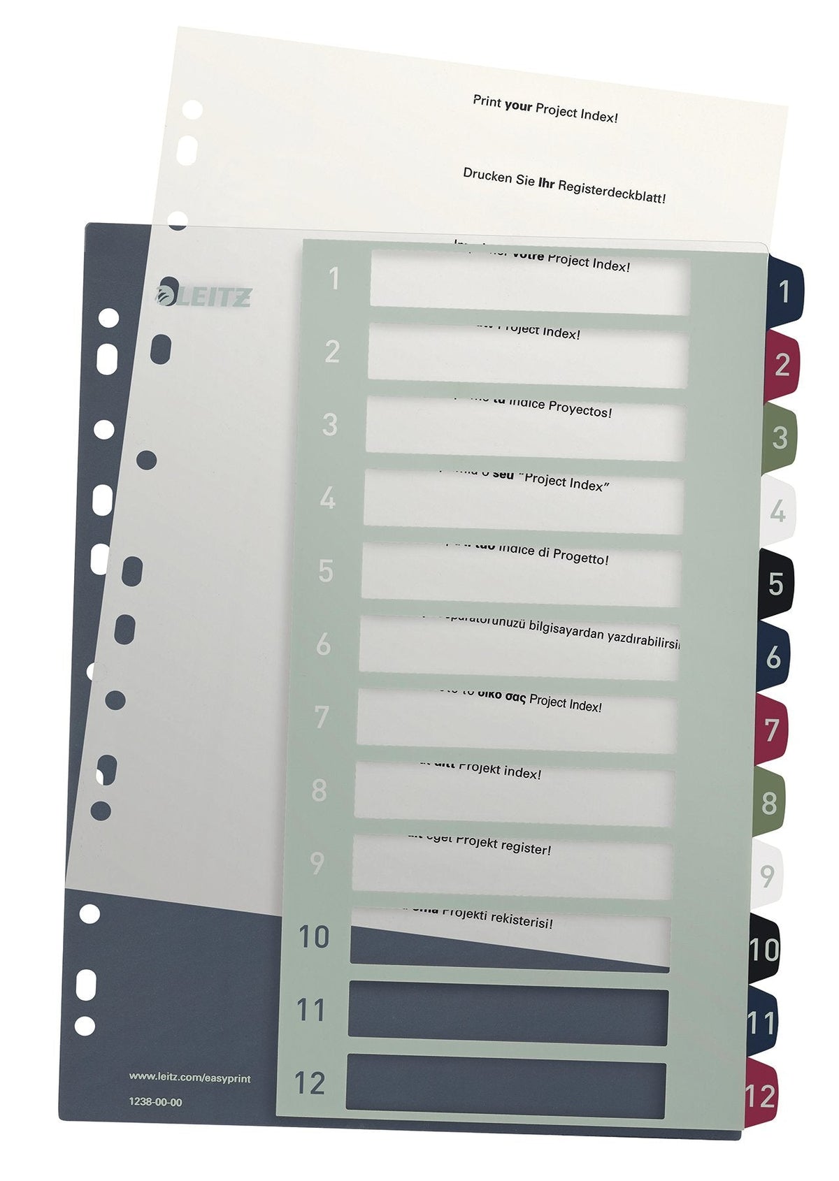 Esselte Leitz Style - Separador - 12 Piezas - Preimpreso: 1-12