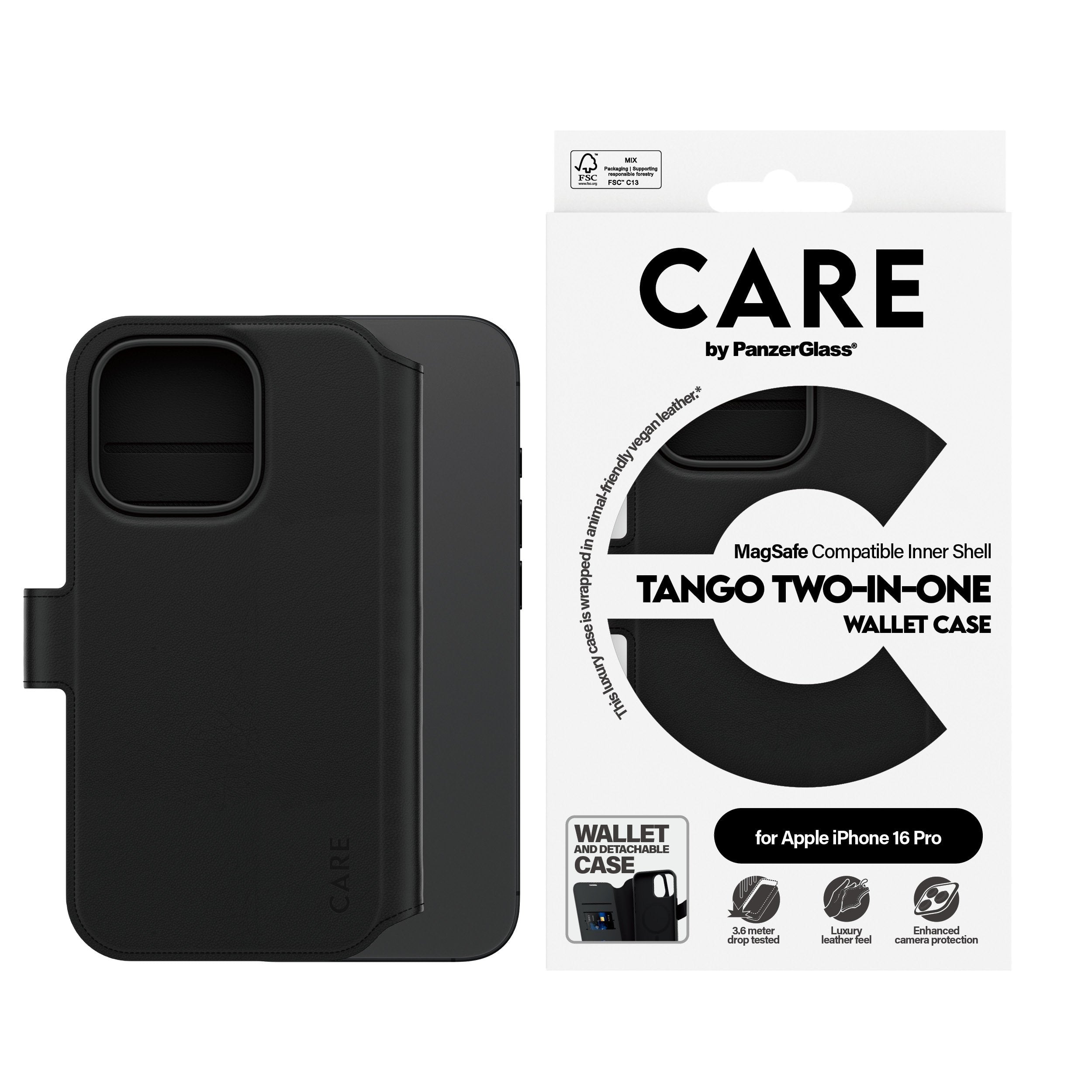 EAN 5715685003929 - PanzerGlass CARE™ by ® Tango 2-in-1 Wallet Case w. MagSafe iPhone 16 Pro funda para teléfono móvil Negro imagen 2