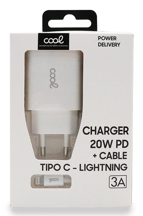 Cool Cargador Red Para Iphone / Tipo-C Pd + Cable Tipo C - Lightning 1,2 Metros (20w)