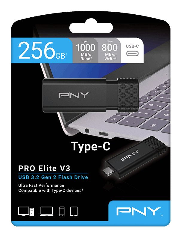 EAN 0751492792972 - PNY PRO Elite V3 unidad flash USB 256 GB USB Tipo C 3.2 Gen 1 (3.1 Gen 1) Negro imagen 12
