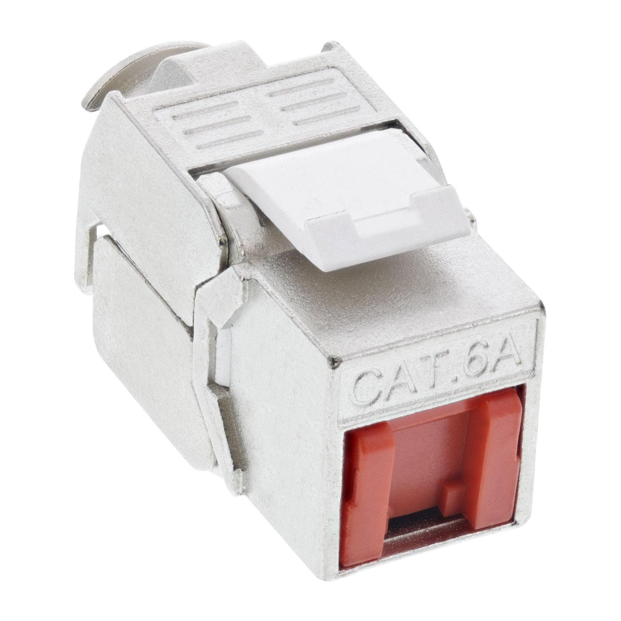 Inline Rj45 Keystone Jack Módulo Snap-In Cat.6a, Con Cubierta Antipolvo Roja