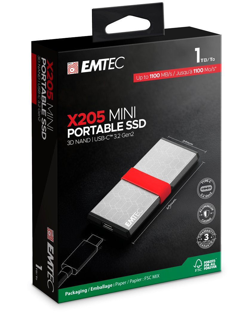 EAN 3126170183545 - Emtec X205 Mini 1 TB USB Tipo C USB 3.2 Gen 2x2 Plata imagen 3