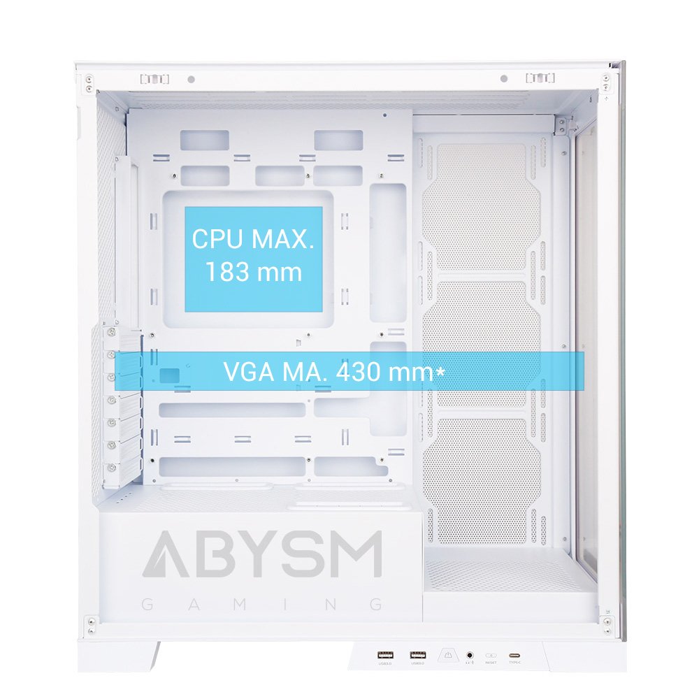 Abysm Danube Sava H500 White Caja Torre Atx, Itx, Micro Atx - Lateral Y Frontal Cristal Templado - 3.5" Y 2.5" - Usb-A,