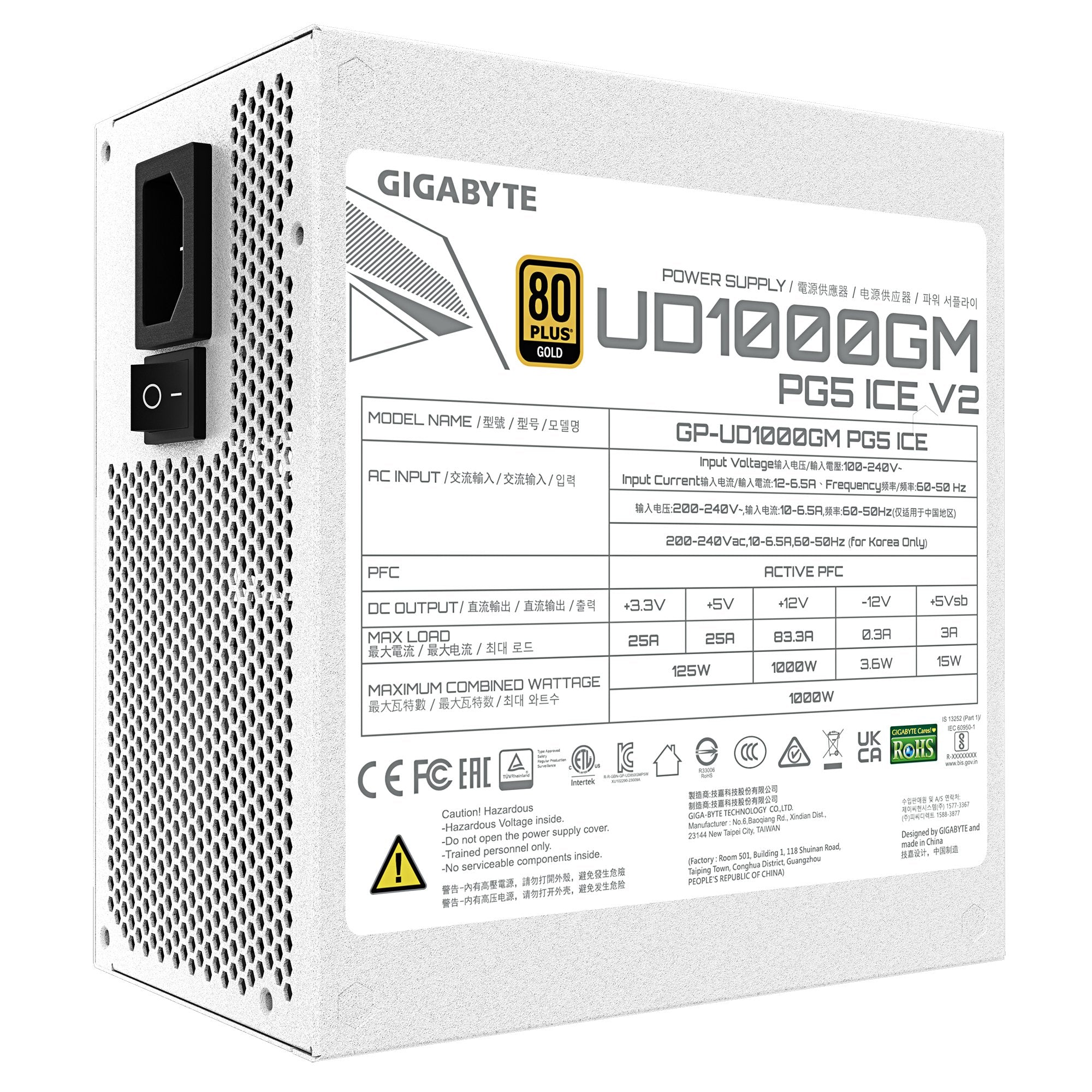Fuente Alimentacion Gigabyte Gp-Ud1000gm Pg5 Ice 1000w 80+ Gold