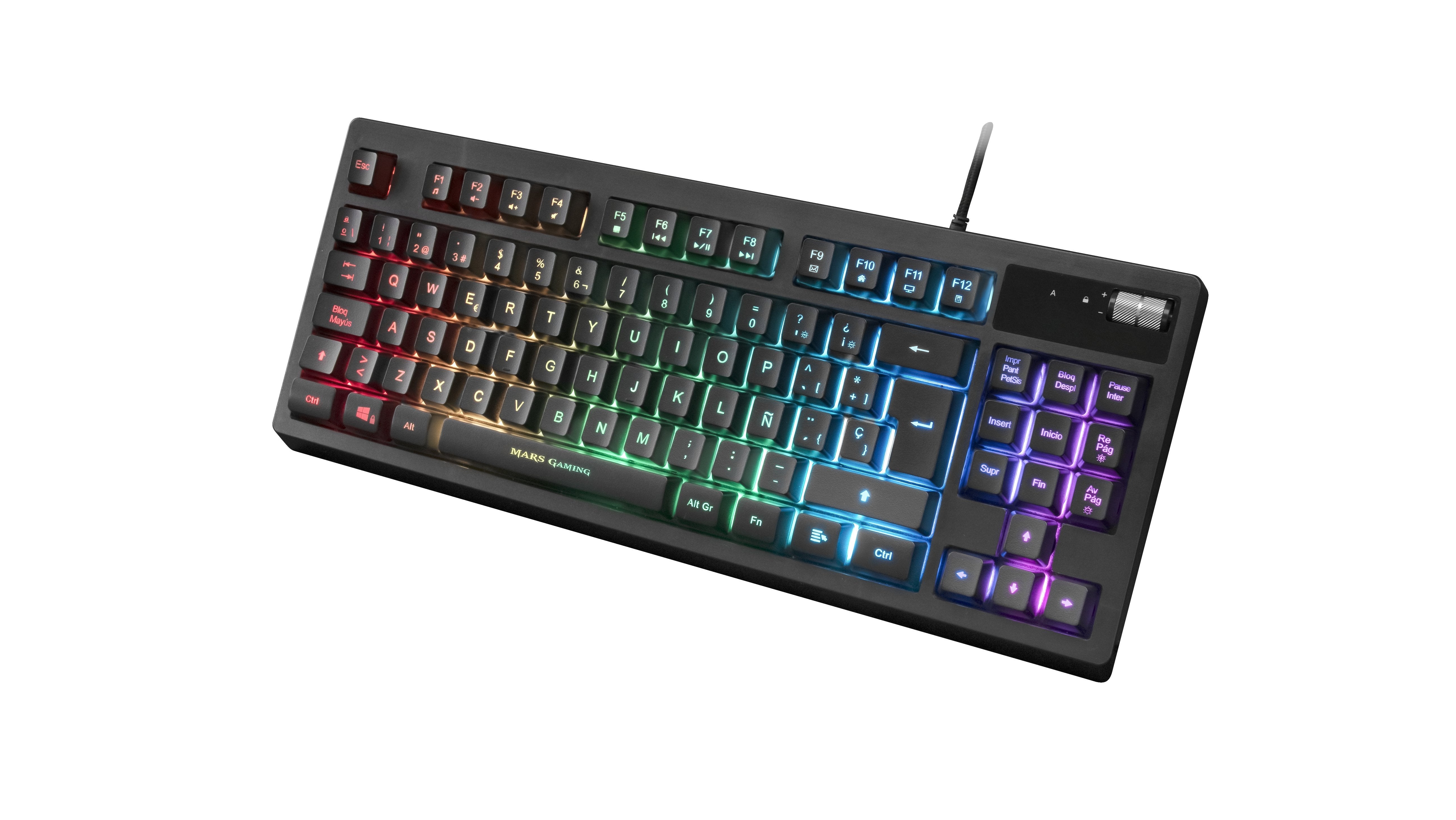 Teclado Español Mars Gaming Mkaxes Tkl H-Mech Iluminación Rgb 9 Efectos Reposamuñecas Gel Negro