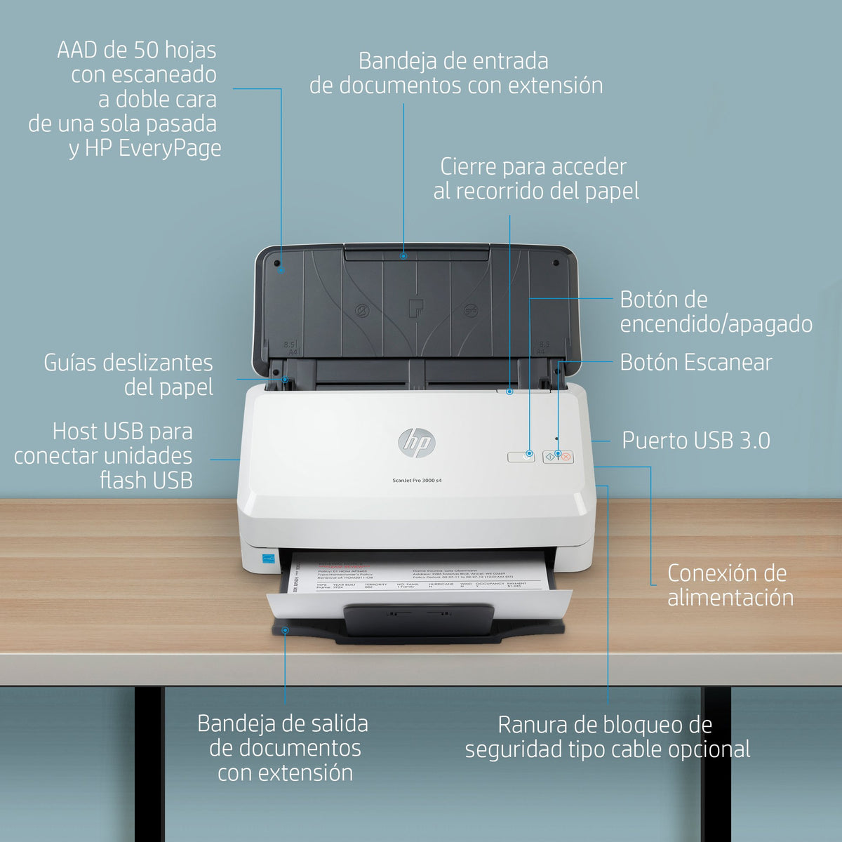 EAN 0193808948619 - HP ScanJet Pro 3000 s4 Escáner alimentado con hojas 600 x 600 DPI A4 Negro, Blanco imagen 4