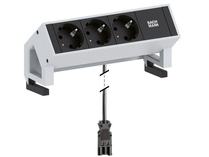 EAN 4016514050628 - Bachmann Desk2 toma de corriente 3 x Type F Negro, Acero inoxidable imagen 1