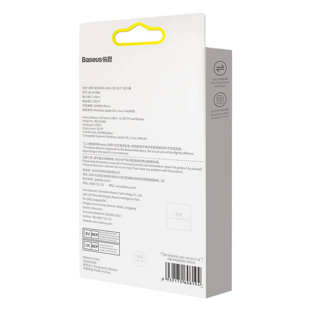 EAN 6932172608194 - Baseus BS-OH069 lector de tarjeta USB 3.0 Type-A/Type-C Gris imagen 8