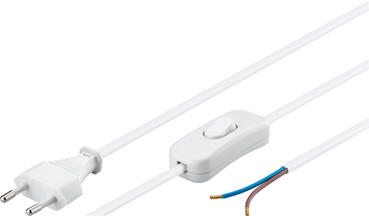 Cable Alimentacion Cee-7/16, Int. A E. Pelado 1.50m Blanco