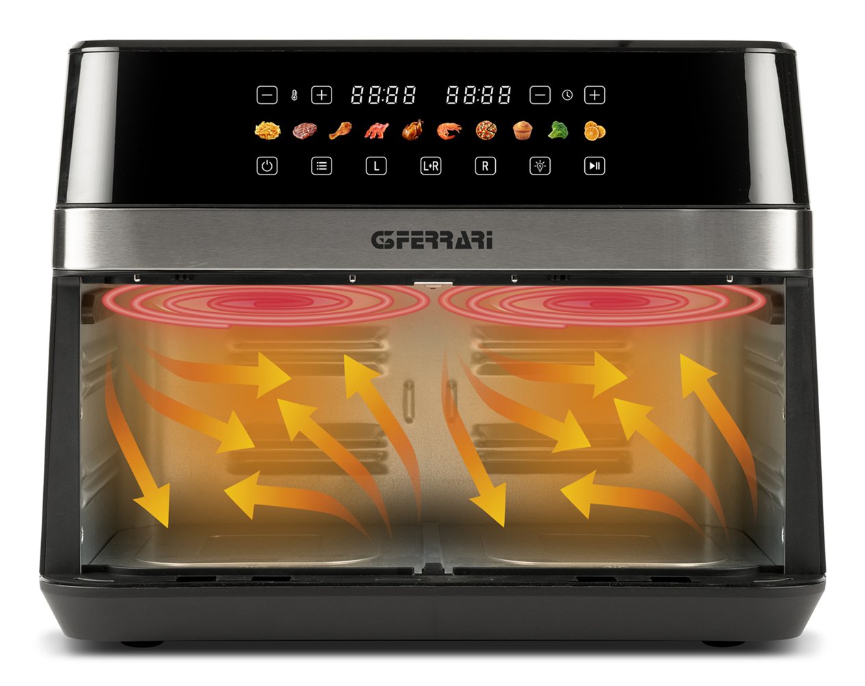 Freidora G3 Ferrari G10223 Doble 12 L Independiente 2200 W Freidora De Aire Caliente Negro, Acero Inoxidable