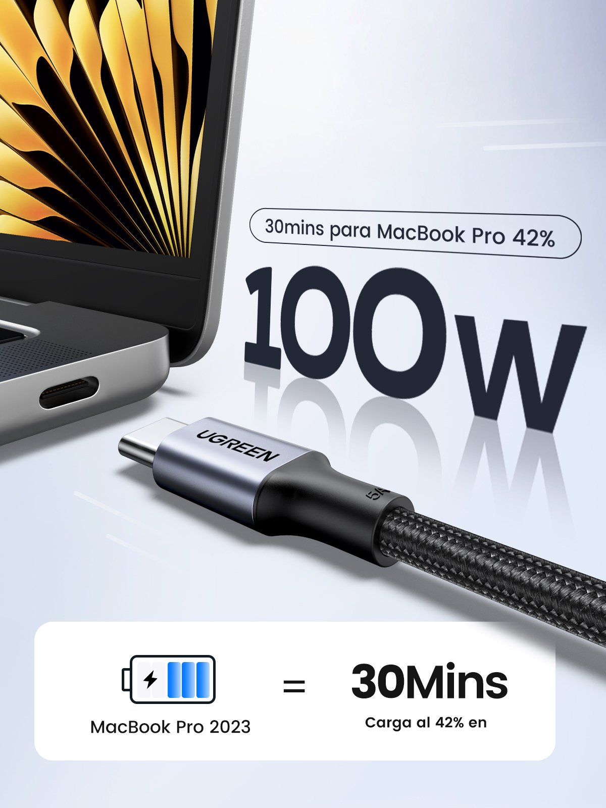 Ugreen 70427 Cable Usb 1 M Usb 2.0 Usb C Negro, Plata