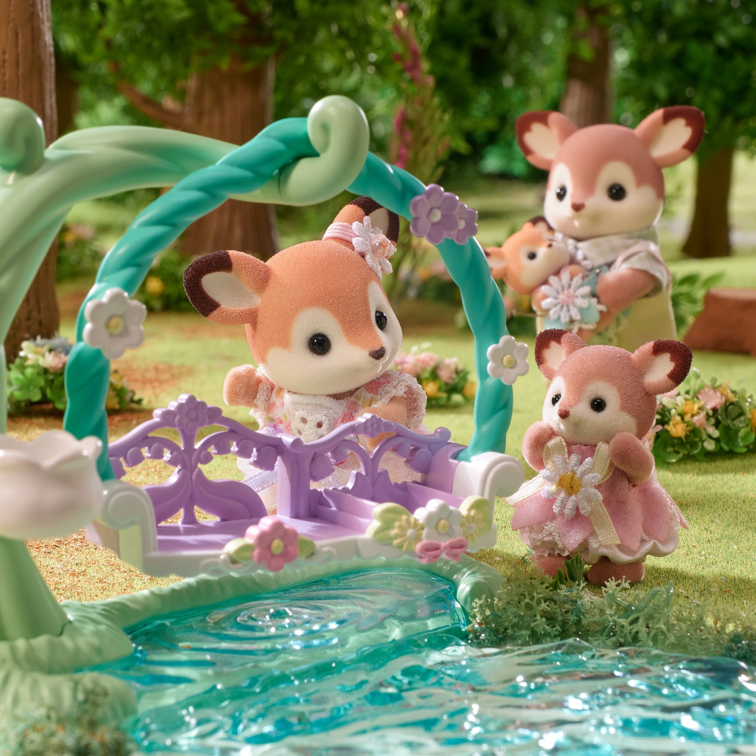 Epoch Sylvanian Families - Reh Babys Con Blumenschaukel Juego 5801