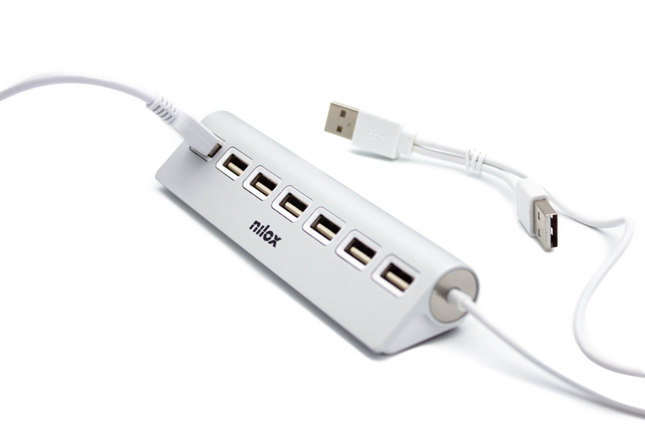 EAN 8436556148460 - Nilox NXHU7ALU2 hub de interfaz 480 Mbit/s Gris imagen 3