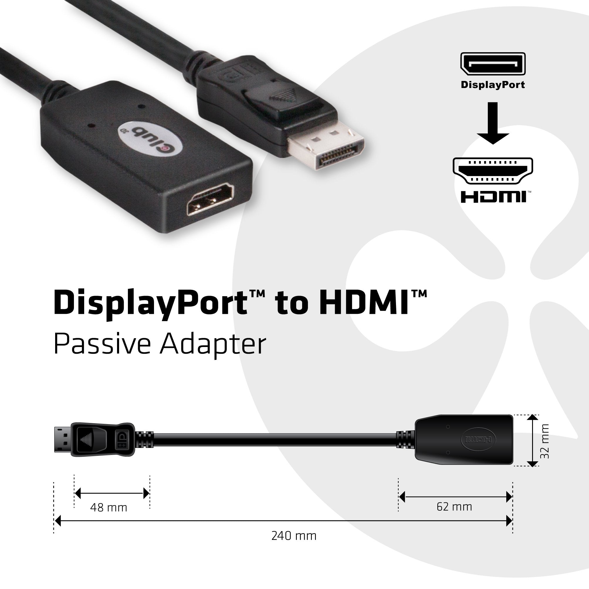 Adaptador Pasivo Displayport 1.1 -> Hdmi 1.3