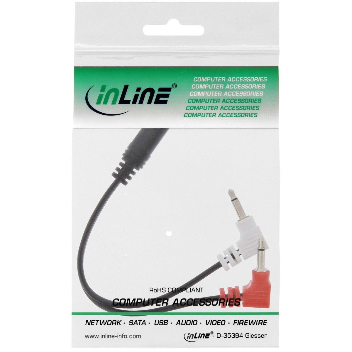 Adaptador De Auriculares Inline Audio Plane, 2x 3,5 Mm M A 3,5 Mm F 3 Pines, 0,15 M