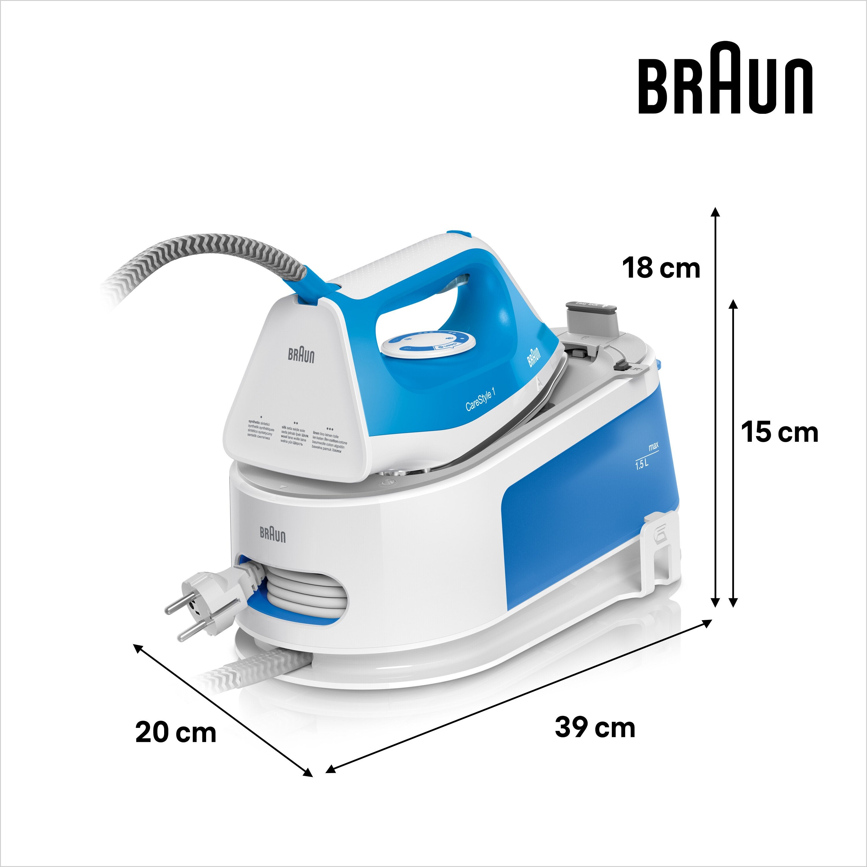Centro De Planchado 2400w 5,5 Bar Braun Is1012bl Vapor Continuo 110 G/Min Suela Cerámica (Ref.0128802000) Azul, Blanco