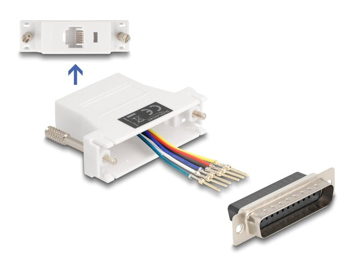 Delock 67093 D-Sub Macho De 25 Pines A Rj12 Hembra, Kit De Montaje Blanco