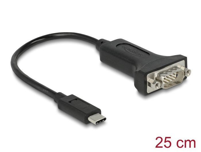 Delock Adapter Usb Type-C Zu 1 X Seriell Rs-232 D-Sub 9 Pin Stecker Mit Muttern 25 Cm