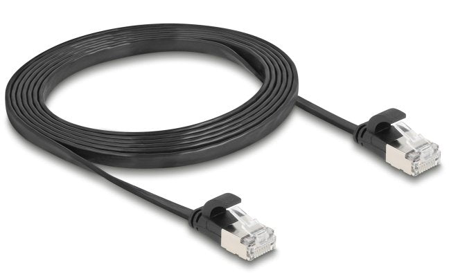 Delock Rj45 Flachband Cable De Red Stecker Zu Stecker Cat.6a U Ftp 2 M Schwarz