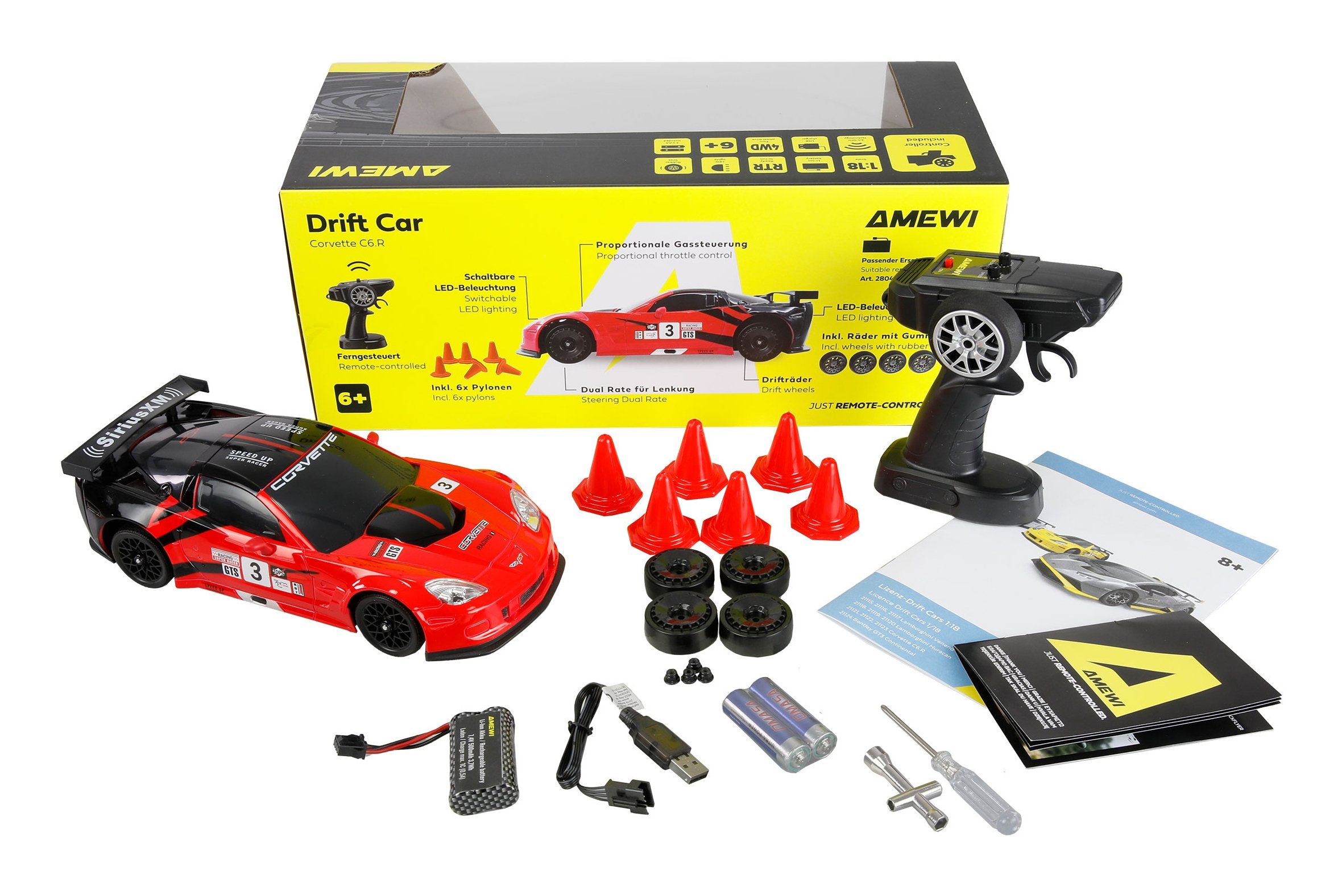 EAN 4262500343025 - Amewi Corvette C6R modelo controlado por radio Coche de carreras Motor eléctrico 1:18 imagen 2